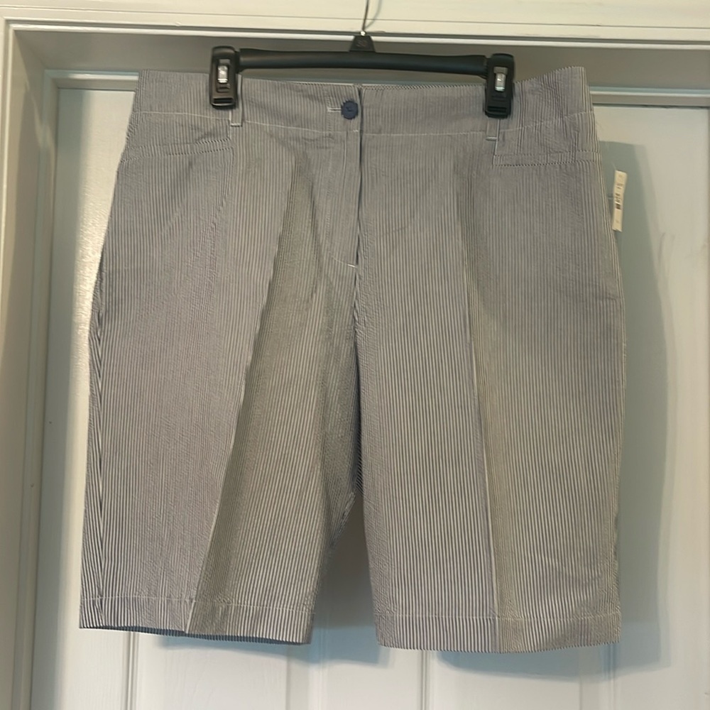 NWT Talbots - Bermuda shorts - blue and white stripe - size 14